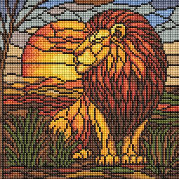 Алмазна  мозаїка "Вітраж. Лев" AMO8334, 30х30 см