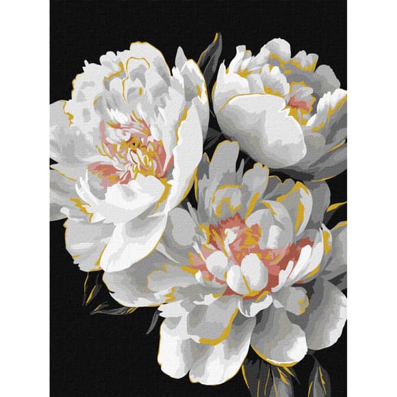 Картина по номерам "Белые бутоны" KHO3297 с красками металлик 30х40 см