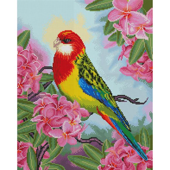 Алмазная мозаика "Попугай в цветах" DBS1027, 40х50 см