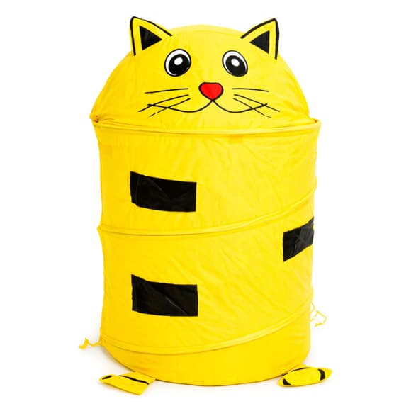 Корзина для игрушек "Котик" M 1039(Yellow) диаметр 37 см, высота 47/57 см, с крышкой