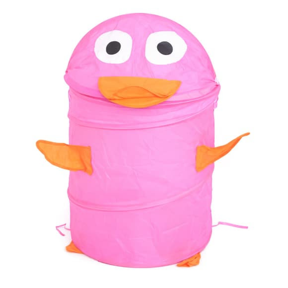 Корзина для игрушек "Розовая Уточка" M 1039(Pink) диаметр 37 см, высота 47/57 см, с крышкой