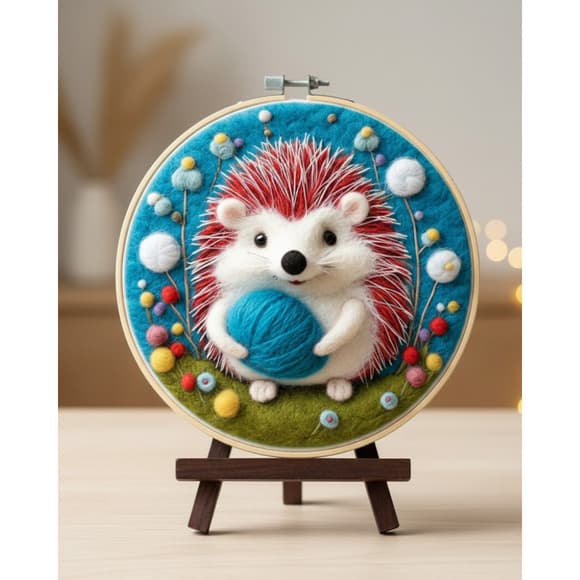 Набор для валяния картины из шерсти "Тепло в лапках" EFL009 диаметр 20 см