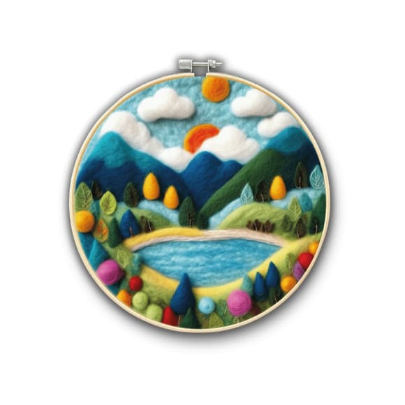 Набір для валяння картини із вовни "Казка гірського краю" EFL003 діаметр 20 см