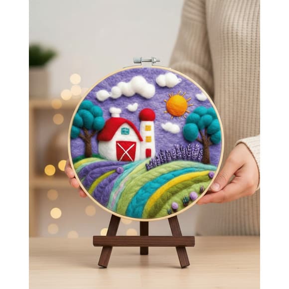 Набір для валяння картини із вовни “Прованський ранок” EFL002 діаметр 20 см