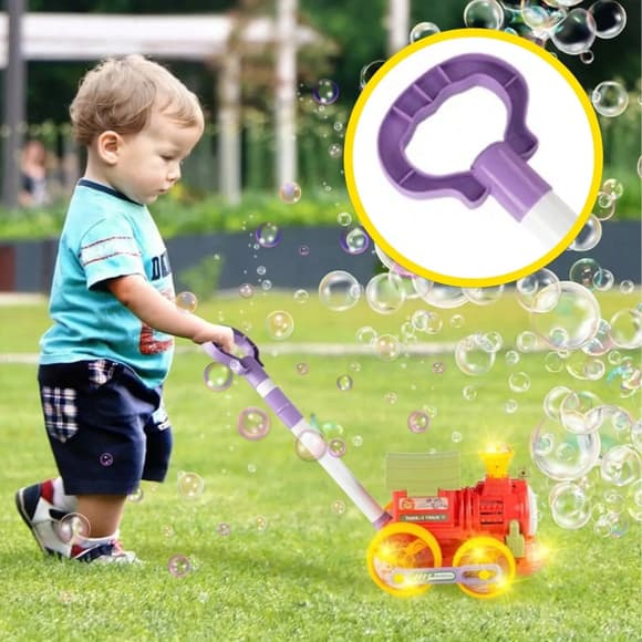 Машина-каталка "Поезд" с мыльными пузырями 134-71A(Red) свет и звук