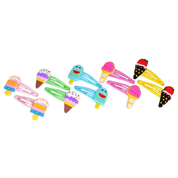Детские заколки для волос "Мороженое" 0109-122, 10 пар                                                      