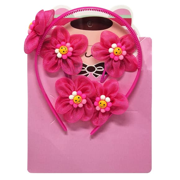 Дитячий набір аксесуарів для волосся "Квітка малинова" 0105-015-2