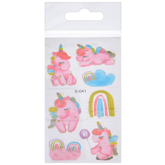 Тимчасові тату для дівчаток "Єдиноріг з глітером" FG240408084A-1, 6,8х12 см