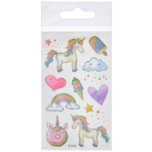 Временные тату для девочек "Единорог с глиттером" FG240408084A-2, 6,8х12 см