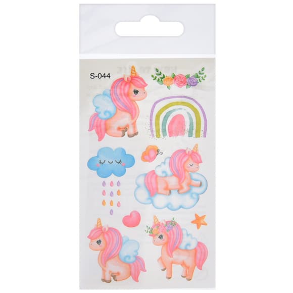 Временные тату для девочек "Единорог с глиттером" FG240408084A-4, 6,8х12 см