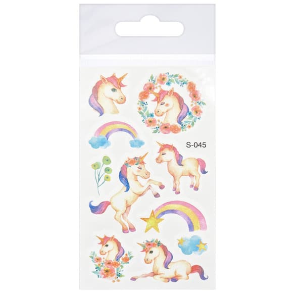 Временные тату для девочек "Единорог с глиттером" FG240408084A-5, 6,8х12 см