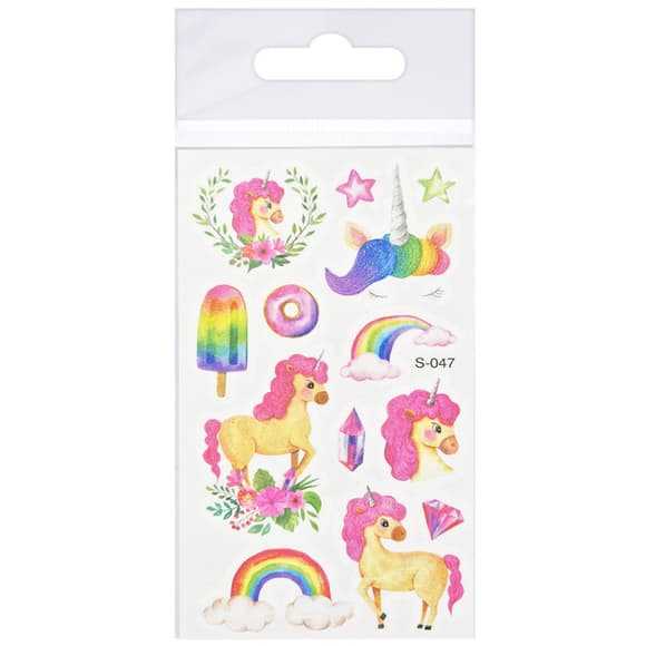 Временные тату для девочек "Единорог с глиттером" FG240408084A-7, 6,8х12 см