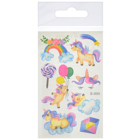 Тимчасові тату для дівчаток "Єдиноріг з глітером" FG240408084A-10, 6,8х12 см