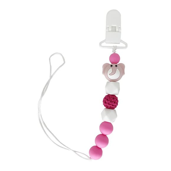 Ланцюжок для пустушки "Слон" MGZ-0508(Pink) силіконовий