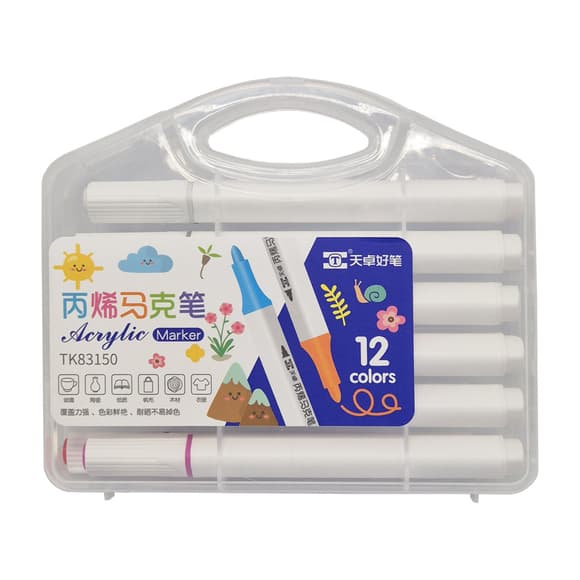 Набор акриловых маркеров Kiddy TK83150 plastic box,12 цветов