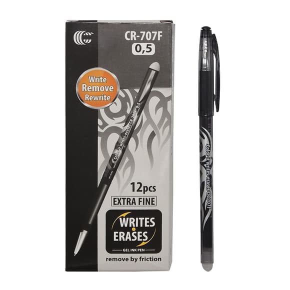 Ручка гелева "пише-стирає" чорна CR-707Fпачка 12 шт