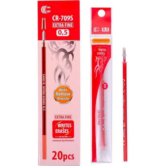 Стрижень для ручки "С" "пише-стирає" CR-709S червоний, 20 шт