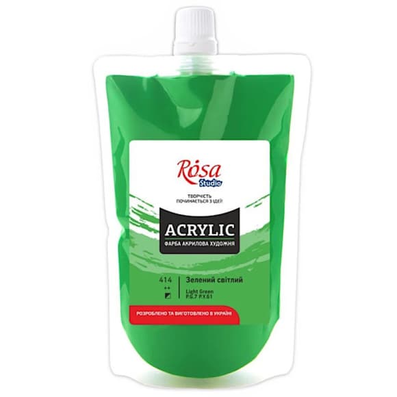 Краска акриловая Зеленая светлая 323200414 (код 414), 200 мл