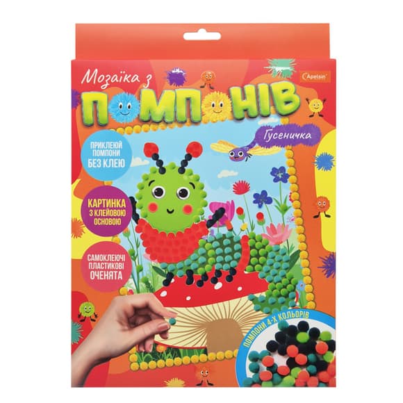Набор для творчества мозаика из помпонов "Гусеничка" НТ-35-10