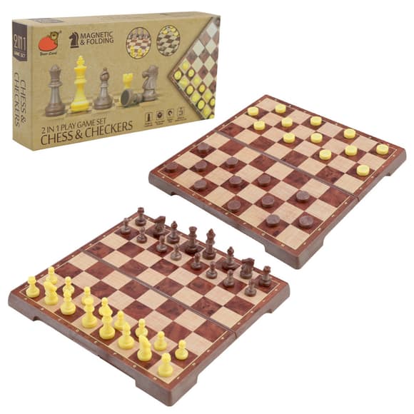 Настільна гра "Шахи та шашки" 2058 магнітні, поле 18,5х18х1,5 см