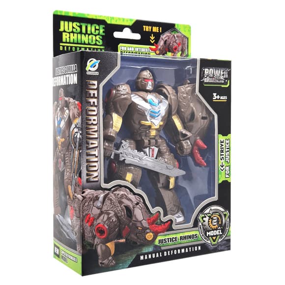 Дитячий робот-трансформер Justice Rhinos 168-82(Brown) робот-носоріг