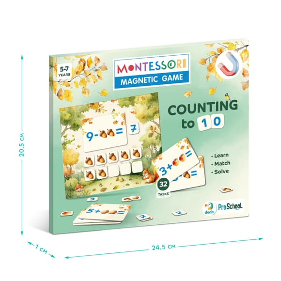 Розвиваюча магнітна гра "Рахунок в межах 10" 200317, 16 двосторонніх карт
