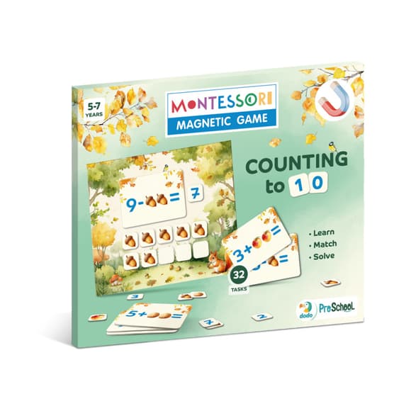 Розвиваюча магнітна гра "Рахунок в межах 10" 200317, 16 двосторонніх карт