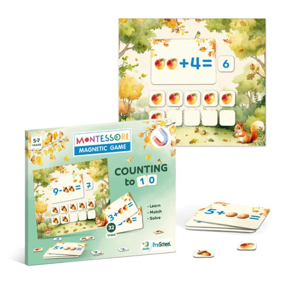 Розвиваюча магнітна гра "Рахунок в межах 10" 200317, 16 двосторонніх карт