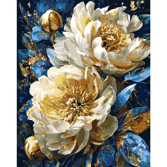 Картина за номерами "Королівські півонії" LW31470-01 з фарбами металік 40х50 см