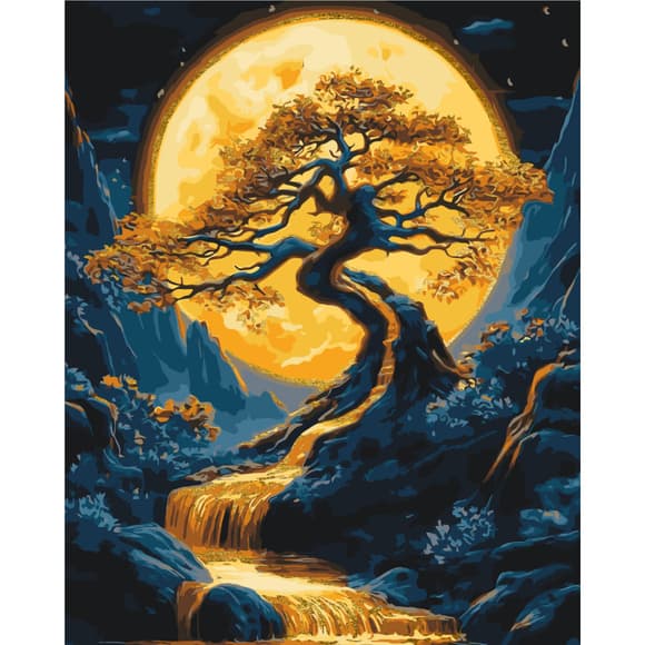 Картина по номерам "Пейзаж. Дерево" LW3428 с красками металлик 40х50 см