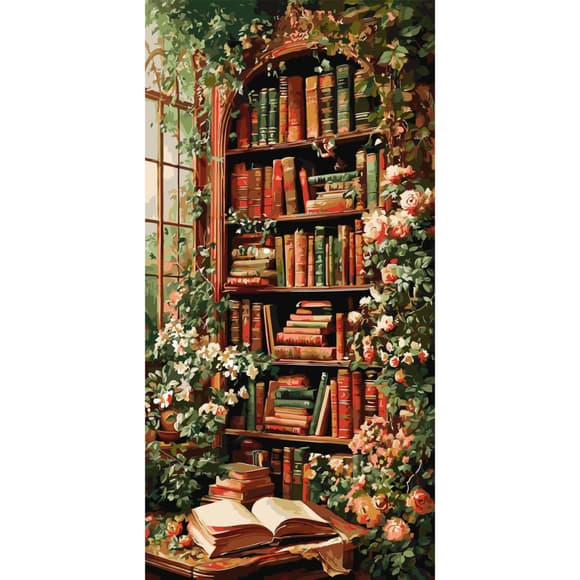 Картина за номерами "Чарівна бібліотека під плющем" LW5182, 40х80 см