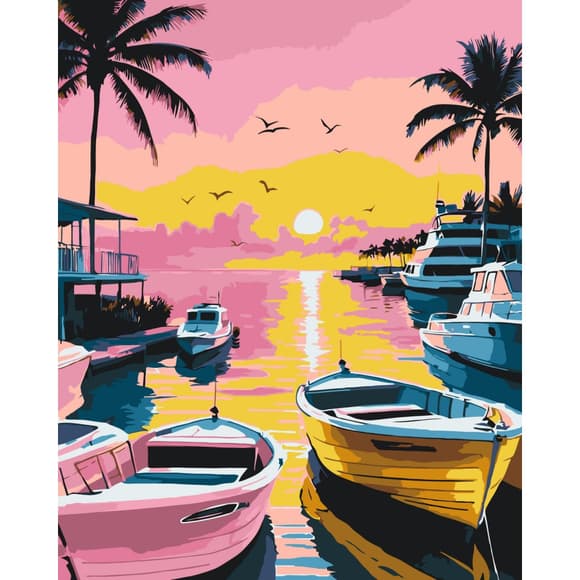 Картина за номерами "Під пальмами вечора" ©arttem_illustration 10631-AC 40х50 см