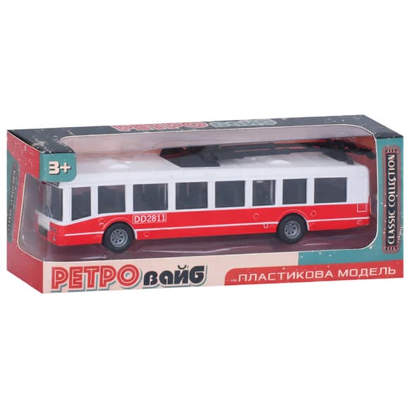 Іграшковий інерційний тролейбус 6336(Red) гумові колеса, 17 см