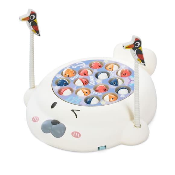 Дитяча іграшка "Рибалка" 20128, 26 см, крутиться, з музикою, 2 дятлика