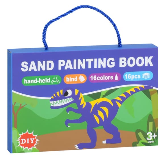 Набір для малювання піском "Динозаври" LY63001A-C-B(Blue) пісок 16 кольорів, 16 карток
