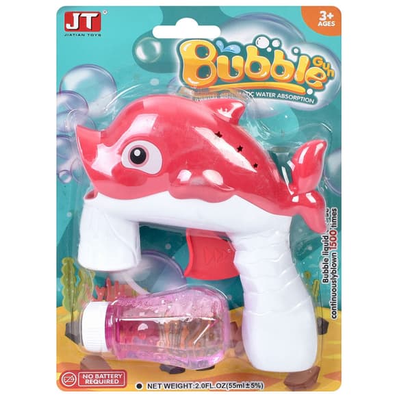 Мильні бульбашки Пістолет-дельфін JT6903(Red) 13 см, механічний, запаска 7,5 см