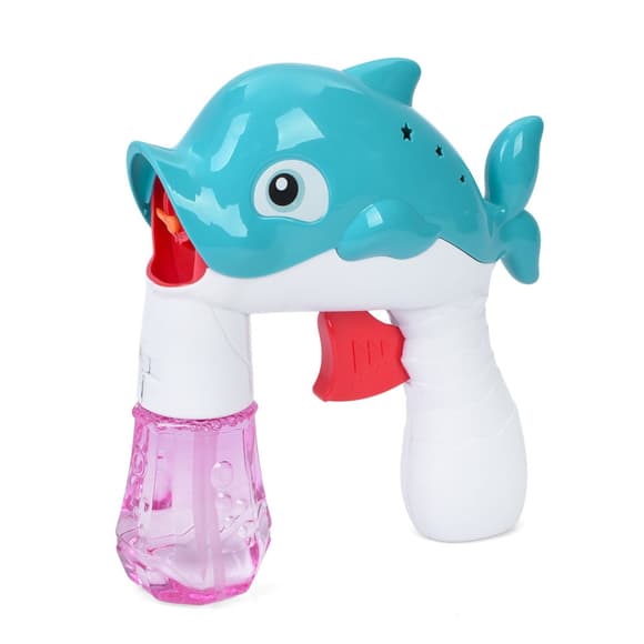 Мильні бульбашки Пістолет-дельфін JT6903(Blue) 13 см, механічний, запаска 7,5 см