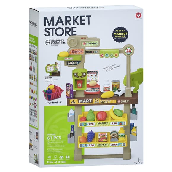 Ігровий набір Магазин 922-204 каса, сканер, звук, світло, продукти, 61 предмет