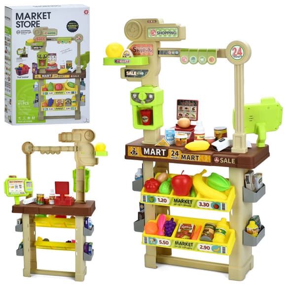 Ігровий набір Магазин 922-204 каса, сканер, звук, світло, продукти, 61 предмет