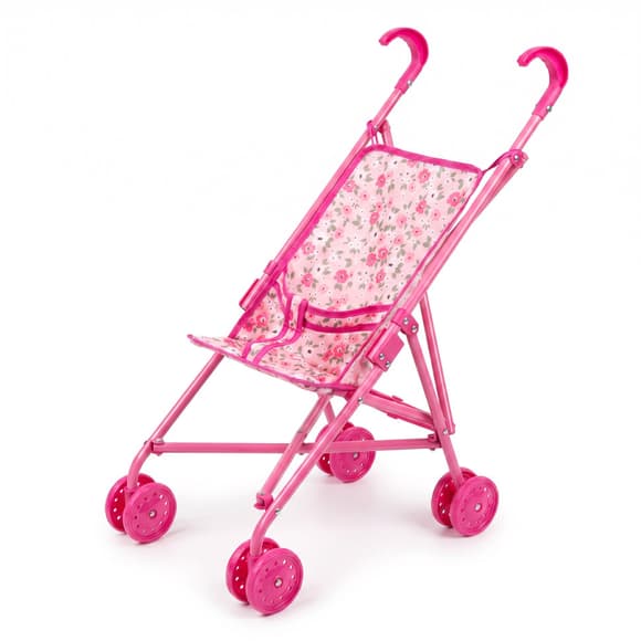 Коляска для кукол Розовый цветочек 9302 W-22 тросточка