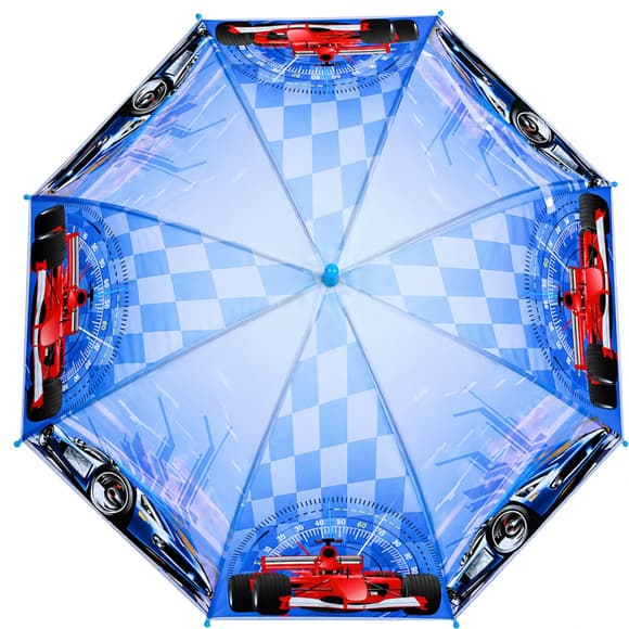 Детский зонтик "Гонки" MK 5798(Light-Blue-1) трость 60,5 см, диаметр 83 см