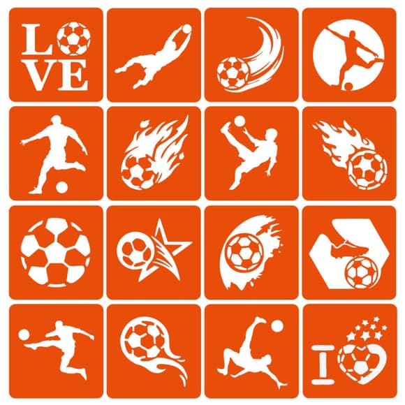 Набір трафаретів для біотату "Футбол" (football-simple-16) 16 шт, 6х6 см