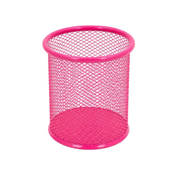 Стакан для ручек 562001-Pink металлический, круглый, 9,5х7,5см