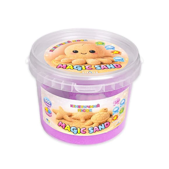 Кинетический песок Magic Sand 31196 фиолетовый 500 гр, формочки 4 шт