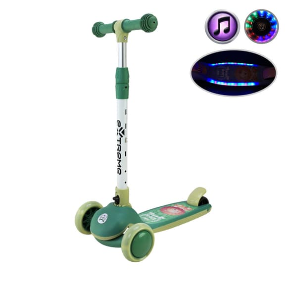 Детский самокат 3-х колесный SC817(Green) с музыкой и светом