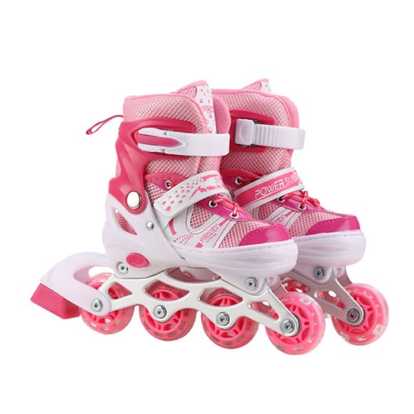 Роликовые коньки RL2503(Pink) колеса PVC, размер L (38-41), со светом