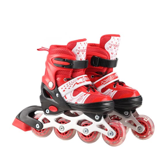 Роликовые коньки RL2502(Red) колеса PVC, размер M (34-37), со светом
