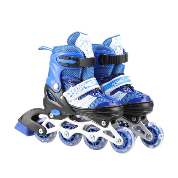 Роликовые коньки RL2502(Blue) колеса PVC, размер M (34-37), со светом