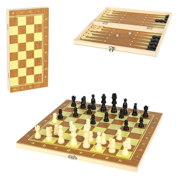Настольная игра "Шахматы, шашки и нарды 3 в 1" 623А с доской 35х35 см