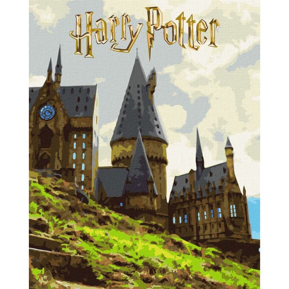Картина по номерам "Harry Potter: Пейзаж Хогвартса" KHO5232 с красками металлик 40x50 см